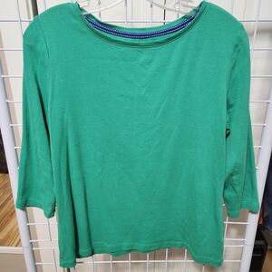 Talbots Vibrant Green 3/4 Sleeve Top